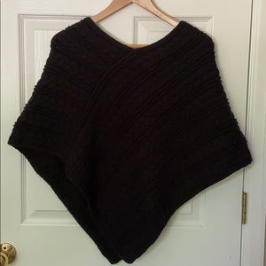 Like New Black Knit Poncho Ann Taylor
